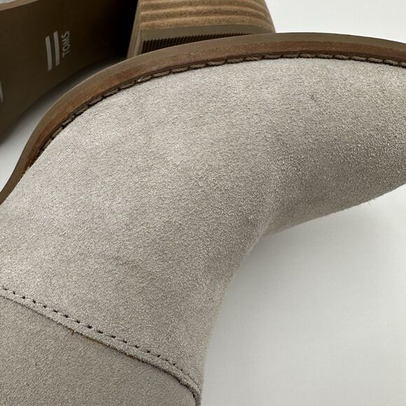 TOMS Leilani Drizzle Grey Suede Ankle Boots Women's Size 7 Western Chunky Heel - Picture 5 of 14